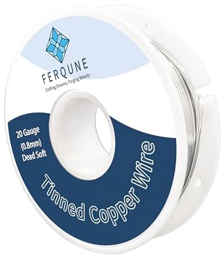 FERQUEN 20 Gauge Tinned Copper Wire for Stained Glass Project, Crafts, and Jewelry Making, 150Feet, 0.22LB