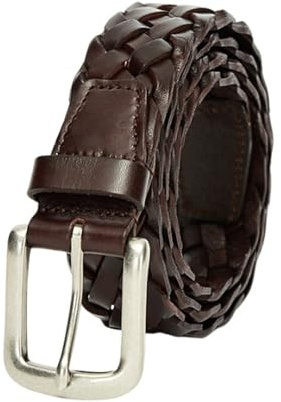 AGUTALITHIC Cintura Intrecciata da Uomo Larghezza 35mm Cinture in Pelle Bovina per Jeans Casual Massimo Comfort E Stile(115cm/45, Brown)