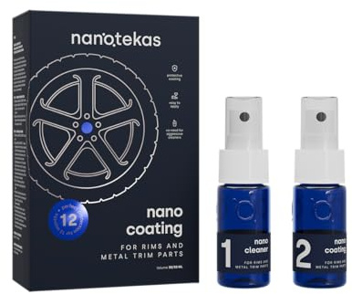 Nanotekas Nano keramisk beläggning för bilar – fälg och metalltrim keramisk beläggningssats. Lättanvänd keramisk hjulbeläggning lämplig för alla fälgtyper - bromsdammavvisande för bilar och