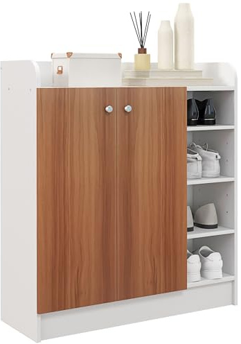 HOMCOM Mueble Zapatero de 2 Puertas para 12 Pares 83x30x90 cm Natural