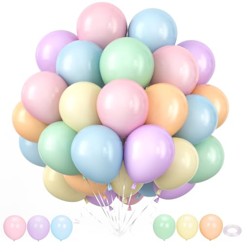G.C 50 Stück Luftballons Pastell Ballon Bunt Geburtstagsdeko Party Deko Happy Birthday Ballon Helium Luftballons für Kindergeburtstag Deko Babyparty Baby Shower Hochzeit Deko (Pastelle)