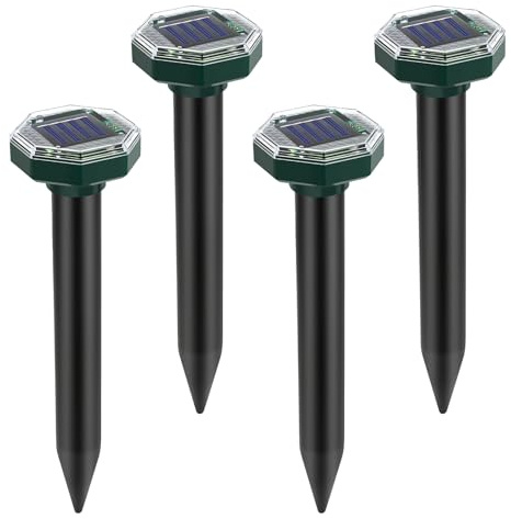 LWMTT 4 Pezzi Repellente Solare per Talpe,Ultrasuoni per Anti Talpa con Impermeabile, Carica ad Energia Solare per Un Funzionamento Efficiente, per Giardino e Campeggio, Anti Topi, Serpenti