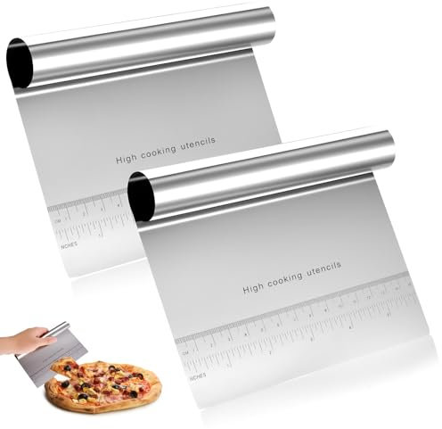 2 Ramasse Légumes Cuisine, Raclette en Acier Inox, Grattoir à Pâtes en Acier Inoxydable, Pelle à Légumes, Grattoirs Coupe Pate Spatule Cuisine, Spatule à Pâte, Coupe-Pâtes Pizza Gâteau Patisserie
