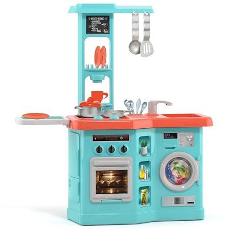 MOLTO | Kitchen Studio Toy Kitchen – Cuisine pour Enfants avec appareils électroménagers – Comprend Four, Micro-Ondes, Machine à Laver et Accessoires – Jouet éducatif pour Enfants