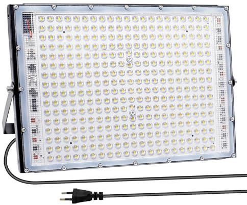 BOSITE Projecteur LED 300W, Projecteur LED Extérieur 30000LM, Spot Led Extérieur 6500K Blanc Froid, IP67 Étanche, Éclairage de Sécurité pour Jardin Garage Cour Stade Usines Chemins