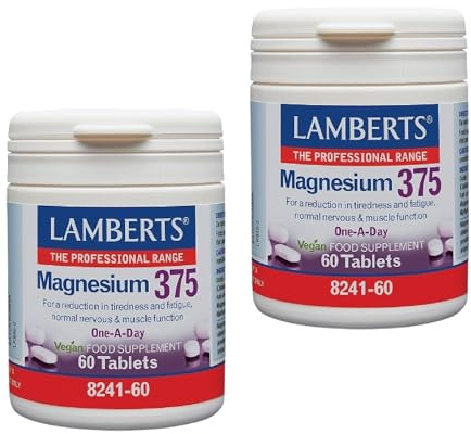 Pack Ahorro x2 | Magnesio 375 60 Tabletas, Complejo de 4 Compuestos, Para Sistema Nervioso, Huesos y Músculos, Sin Gluten