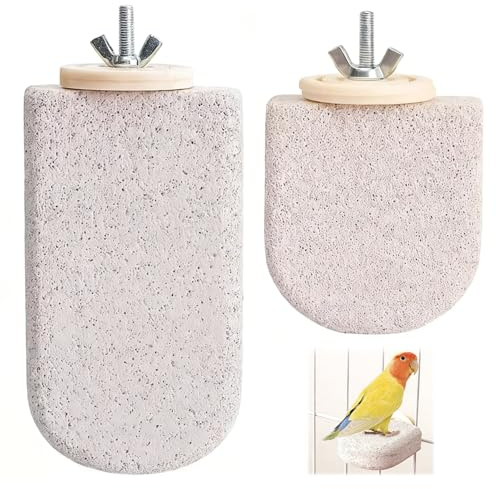 2 posatoi per pappagallini ondulati, giocattoli a forma di uccello, per crinare i denti e lima per pappagalli, per pappagallini, accessori per gabbia per uccelli