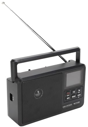 VELATEMOR Bärbar DAB FM-radio för äldre med Stor Ratt - Lättanvänd Internetradio med 8W Högtalare, Bluetooth 5.0, LCD-skärm, Väckarklocka, Insomningstimer (Black)