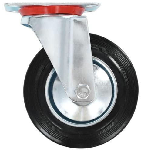 Augerlite 12 st. styrhjul 160 mm gummi med zinkbelagd järnram, 150 kg lastkapacitet per rulle, för transportvagn, lastbil, verkstad, lager, industri, logistik och drift