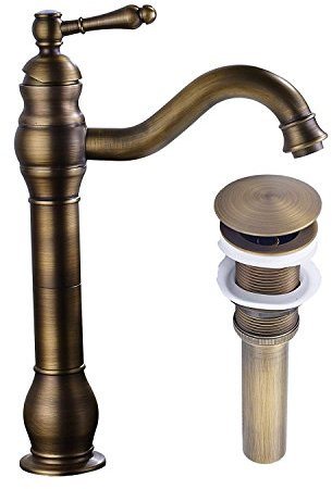 MEIBATH badrum tvättställ blandare antik mässing bänkskiva vattenkran vessel kran tvättställ popup avlopp (inget överflöde) vattenkran badrumskran tvättställsarmaturer