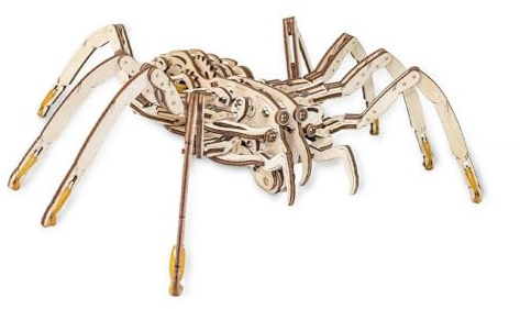 EWA Eco-Wood-Art Araignée 3D Mécanique en Bois-Puzzle pour Adultes et Adolescents-Assemblage sans colle-293 pièces, Spider, Naturel
