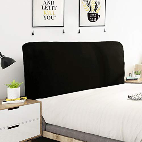 Bett Kopfteil Bezug Schonbezug Schutz Polyester Strecken Einfarbig Staubdichte Abdeckung Für Schlafzimmer Am Bett Dekorative Schutzvorrichtungen,Schwarz,A3