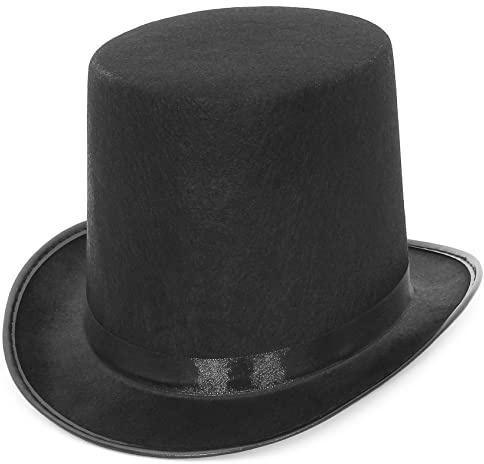 EOZY - Cappello a cilindro da uomo e donna, cappello alto per adulti con nastro di raso, cappello da festa per mago, carnevale, Nero , Taglia unica