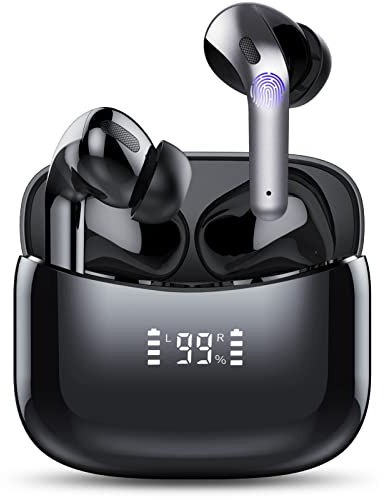 Tiksounds Wireless Earbuds, Bluetooth Headphones with Mic, IPX7 Waterproof Ear Buds, 52H in-Ear Earbuds with LED Power Display, High-Fidelity Stereo Earphones for Sports Work, Light Weight