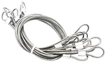 Bytiyar 1/8(3mm) Wire Diam Stainless Steel Cable Eyelets Loops Short Rope Lanyard Safety Tether Chain Lock with Vinyl Coated Cover, 10Pcs 20 Long Clear