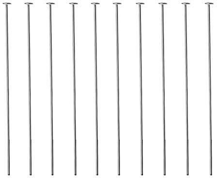 DIY925 10 Stück Kopfstifte Prismenstifte 925 Sterling Silber 50mm x Ø 0,5mm Kopf 1,8mm für Kettelstifte Ohrhänger Schmuckherstellung DIY