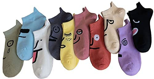 GEYIWSSXY Chaussettes Femme Multicolores, Mignonnes avec Motif de Dessin Animé, Drôles, de Sport Cheville D
