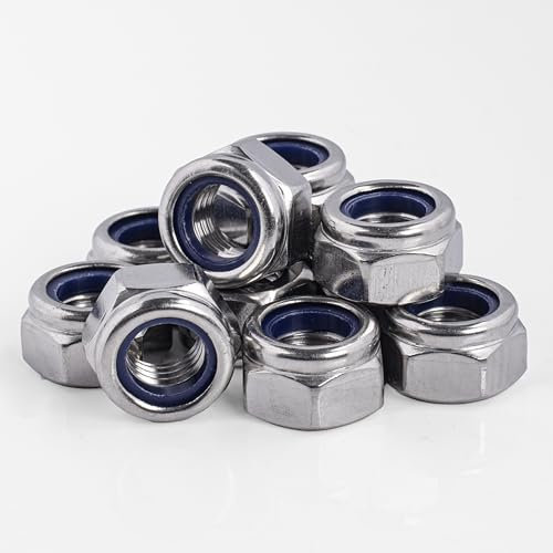Topnorm24 - Sicherungsmuttern DIN 985 Edelstahl M10-50 Stück A2 - V2A rostfrei - Stopmuttern - Selbstsichernde Muttern - Klemmmuttern Schraubmutter (50, M10)