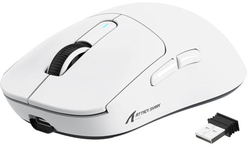 VGN GAMEPOWER x Attack Shark X3 Superlight Kabellose Gaming-Maus, 49g Ultraleicht Mouse, 26000DPI, PixArt PAW3395, 2.4G/BT/Kabelgebunden, PTFE Feet, Bis zu 200 Std. Akku, G502, PC/Xbox/PS/Mac, Weiß