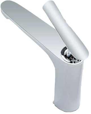 Basin Tap Mixer Undercounter Basin All Copper Hot and Cold Basin Faucet Washbasin Bathroom Toilet Washbasin Platinum Home, White + Silver