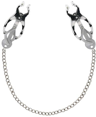 Nipple Clamps with Chain Stainless Steel Breast Clamps Body Breast Clip Body Ring Non-Piercing Nipple Jewelry Sliver (Chain Clamps)