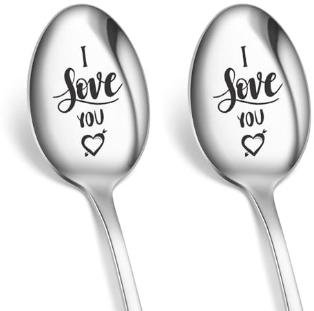 2 Pcs Cucchiaini Da Caffè Acciaio Inossidabile,Cucchiaio Personalizzato Con Incisione,Cucchiai Da Caffè Incisi,Per Coppie, Amanti, Fidanzamento, Anniversario, Regali Nonni,Regalo Nonna (XK-8)