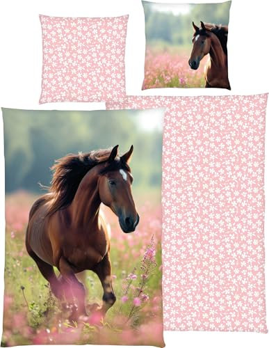 Herding Bettwäsche Pferd, Young Collection, Kopfkissenbezug ca. 80 x 80 cm, Bettbezug ca. 135 x 200 cm, Mit Markenreißverschluss, 100% Baumwolle/Renforcé