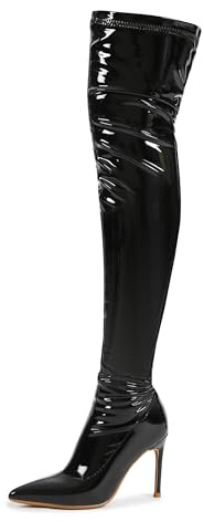 fereshte Women's Thigh High Boots, Pointy Toe Stiletto High Heel Over The Knee Boots, Fashion Comfy Sexy Black 42 - US 9.5
