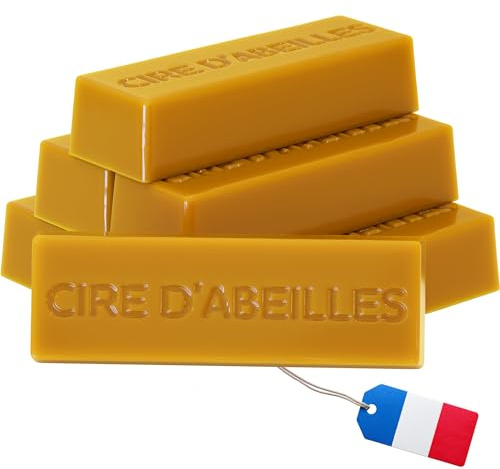 Cire d’abeille naturelle 100% pure – 6 blocs de 30 g (180 g) – Fabrication française – Idéale pour bougies, cosmétiques maison, encaustique, entretien du bois et bricolage – Sans additifs, non traitée