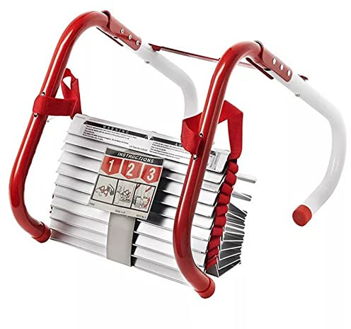 KHLMSRXJ Escalera de Emergencia para Incendios, Resistente al Fuego, de Cuerda Extensible de Seguridad con peldaños Anchos, para 2-6 viviendas, Reutilizable, compacta y portátil, 10 m/32 pi
