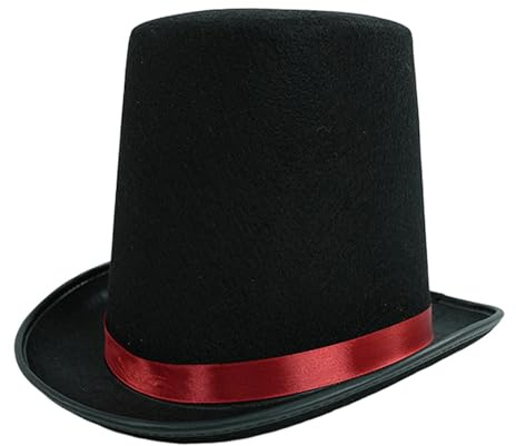 Fxzqgnh Cappello a cilindro da mago, accessorio per costume in poliestere, elegante, adatto per spettacoli, feste serali, eventi formali, balli maschili, altezza 16 cm, C 59 cm