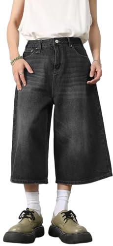 PADOLA Short Homme Baggy Jean avec Multi Poches Coupe Ample Jorts Large Pantacourt Denim été Pantalon Cargo Streetwear Y2K Hip Hop Jeans Décontractés Shorts Sport