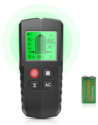 Localizzatore di cavi 5 in 1, con smart chip e LCD HD, rilevatore di cavi per cavi elettrici, legno, metalli ferrosi e cavi CA, scanner da parete con avviso acustico