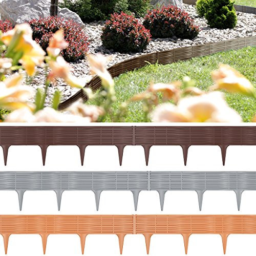 DEUBA® Bordure de Jardin Plastique 3,90m résistante intempéries UV Piquet Terre Parterre Plate-Bande délimitation Design clôture Prairie Gris