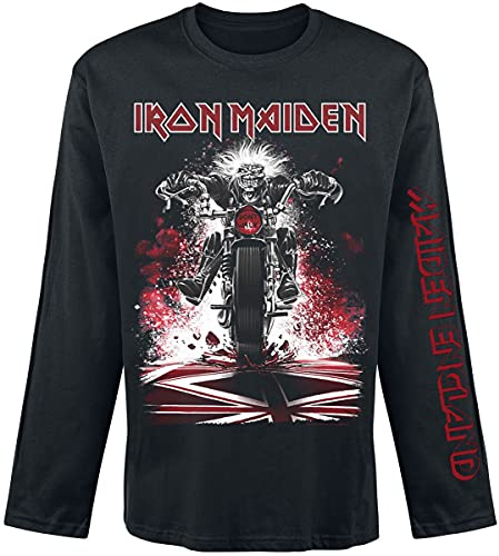 Iron Maiden Eddie Bike Hombre Camiseta Manga Larga Negro XL 100% algodón Regular