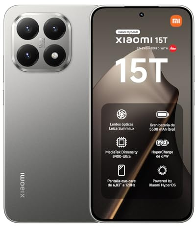 XIAOMI 15T, Smartphone 12+256GB, 6,83 120Hz augenschonendes Display, MediaTek Dimensity 8400-Ultra, 50MP Leica Summilux Objektiv, 5500mAh, Titan, 2 Jahre Garantie