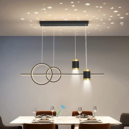 Lanekd Esstisch Dimmbare LED Pendelleuchte/Hängelampe Esszimmer Pendellampe Höhenverstellbar Mit Fernbedienung Designer Küchenlampen für Büro Schlafzimmer Wohnzimmer Deko Hängend Lampe (Schwarz)