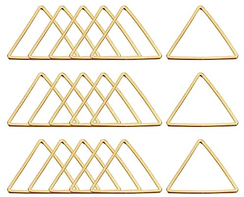 sourcing map Berlocker för skapelse smycken triangel örhängen pärlringar, ihålig triangel ram charm 24 mm/0,94 tum mässing geometrisk ton länkring förpackning med 50 st