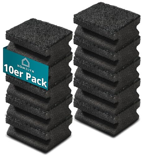 HOMELYN Spülschwämme 10er Pack, 4x7x9 cm I Schwarz I Zweilagig, Weiche Seite & Scheuerseite I Für Töpfe, Pfannen & Geschirr I Küchenhelfer I Reinigungsschwamm I Küchenschwamm I Putzschwamm