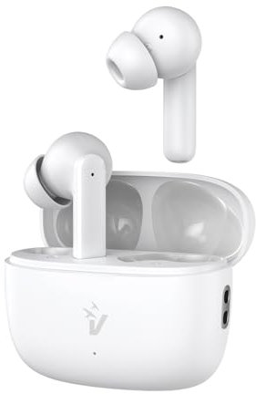 VulTech Pop EP-40WH Cuffie auricolari Wireless In-Ear Bluetooth 5.3, USB-C, ANC cancellazione attiva del rumore, controlli Touch IPX5, Microfono per Smartphone Samsung, iPhone, Xiaomi, Huawei - Bianco