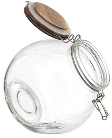 COOK CONCEPT Tarro de Conservación de Cristal Tapón de Acacia 1 L | Cristal transparente, tapón de acacia, capacidad 1 L, hermético, conservación de pasta frutos secos especias, natural