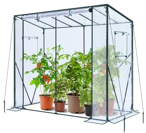 Ohuhu Serre à tomates pour l'extérieur : serre portative et résistante avec porte enroulable à fermeture éclair, grande serre en plastique pour plantes extérieures, abri de culture pour jardin