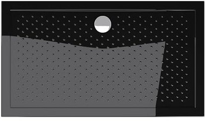 doporro Plato de Ducha Rectangular Antideslizante 80x140x4 cm – Acrílico Negro con Válvula de Desagüe AL02, Conexiones DIN, Instalación a Ras de Suelo – Lucia02