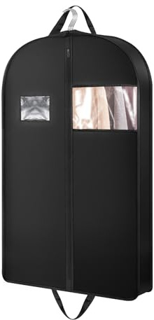 Borsa per vestiti, 110 x 60 x 10 cm Porta Camicie da Viaggio Sacchetti Vestiti Copriabiti Antipolvere con Finestra Trasparente e Cerniera, per Uomo e Donna, Vestiti, Cappotti, Camicie, Vestiti (Nero)