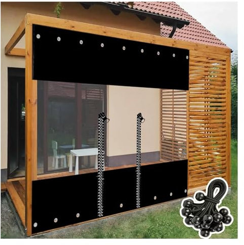 ZLRBN Garden Pergola Heavy Duty Clear Vinyl PVC Tarp, Transparent Tarpaulin Sheet with Grommets and Zipper, Door Balcony Rainproof Cloth Greenhouse Waterproof Canopy Door Curtain(W7'xH7'(2.2 x2.2 m))