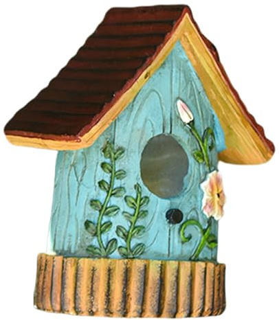 Maisons d'oiseaux pour l'extérieur, maisons d'oiseaux extérieures, résine d'oiseaux en plein air, boîte de nidification colorée, cabane décorative pour animaux de compagnie, décoration de jardin pour