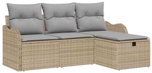 vidaXL Set Divano da Giardino 4 pz Poly Rattan | Facile da adattare secondo le tue necessità, Fatto per durare con una bella trama alla moda,