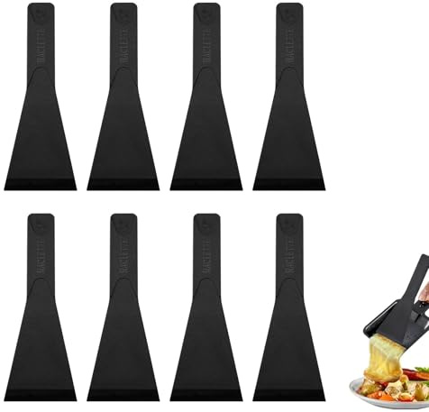 Hsyadazi Espátula para raclette, 8 piezas de herramientas de cocina para sartenes antiadherentes y parrilla de queso, espátula suave para raclette, fondue y sartenes