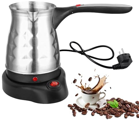 SUNOYA Cafetera Turca Eléctrica Con Mango, 500ml Cafetera Eléctrica, Cafetera Eléctrica, Cafetera Turca, Cafetera Expreso Inducción Con Acero Inoxidable Viajar