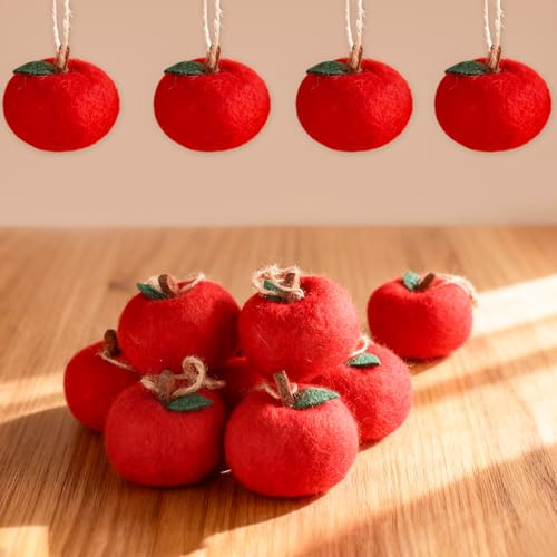 16 Pcs Back to School Felt Apple Ornament 3D Apples Hanging Decoration Classroom Apples Decorations First Day of School Hanging Decor Apple-Shaped Classroom Decor for Home Holiday Xmas Tree Supplies